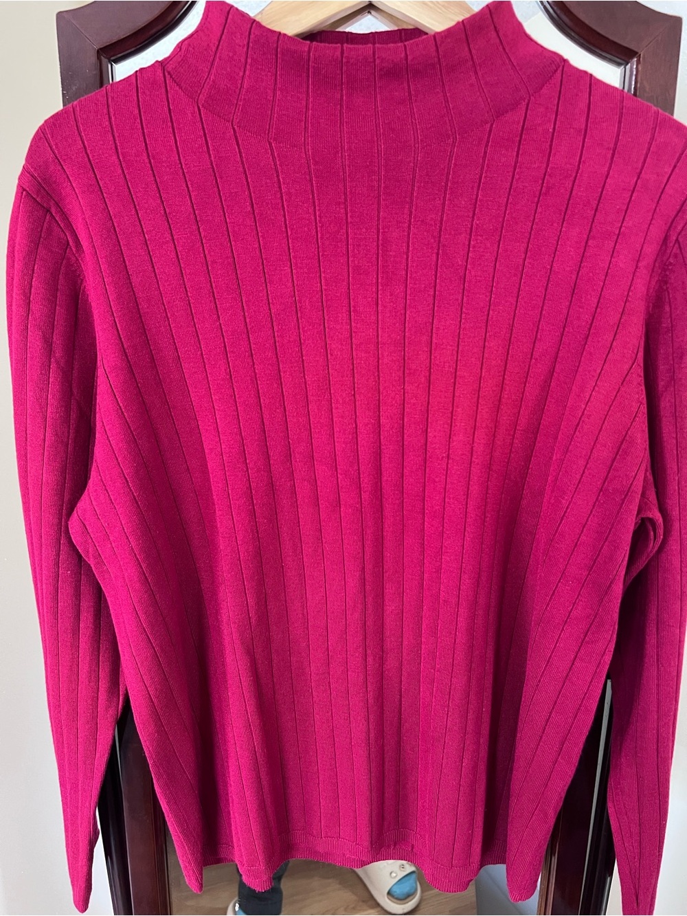 Calvin Klein Ribbed Mock Neck Sweater - Fuchsia Pink